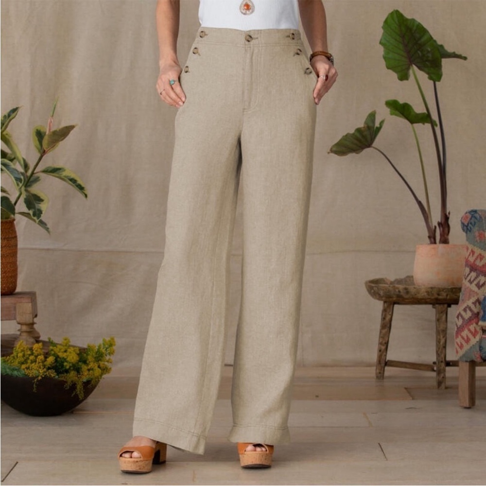 Sundance Oaklee Easy High Waist Linen Pants in Flax